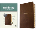 NLT Large Print Thinline Center-Column Reference Bible, Filament Enabled (Leatherlike, Brown Holy Cross, Indexed, Red Letter) - Imitation Leather