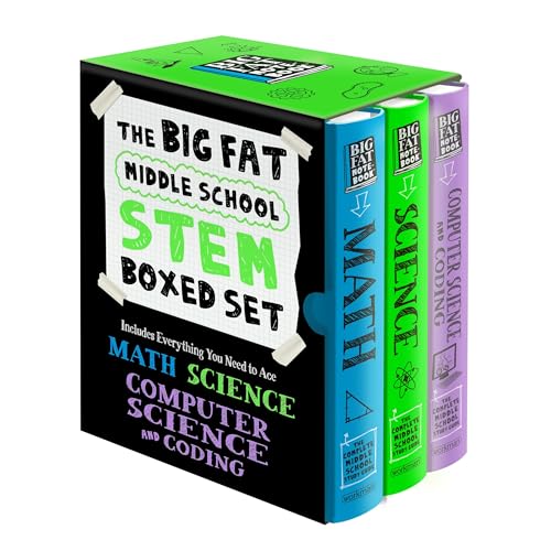 The Big Fat Middle School Stem 3-Book Boxed Set: Includes Everything You Need to Ace Math, Science, and Computer Science and Coding - Paperback