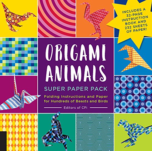 Origami Animals Super Paper Pack: Folding Instructions and Paper for Hundreds of Beasts and Birds--Includes a 32-Page Instruction Book and 232 Sheets - Paperback