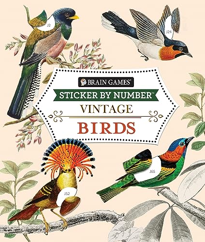 Brain Games - Sticker by Number - Vintage: Birds (28 Images to Sticker) - Paperback