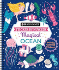 Brain Games - Sticker by Number: Magical Ocean (20 Images to Sticker): Includes 2 Glitter Sticker Sheets to Complete Each Image! - Spiral