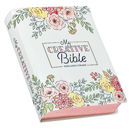 KJV Holy Bible, My Creative Bible, Faux Leather Flexible Cover - Ribbon Marker, King James Version, White Floral - Leather