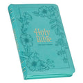 KJV Holy Bible, Standard Size Faux Leather Red Letter Edition - Thumb Index & Ribbon Marker, King James Version, Teal Floral Zipper Closure - Leather