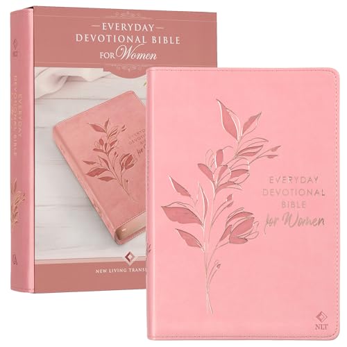 NLT Holy Bible Everyday Devotional Bible for Women New Living Translation, Vegan Leather, Pink Debossed - Leather