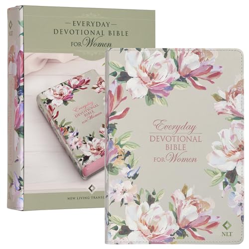 NLT Holy Bible Everyday Devotional Bible for Women New Living Translation, Vegan Leather, Pink Floral Printed - Leather