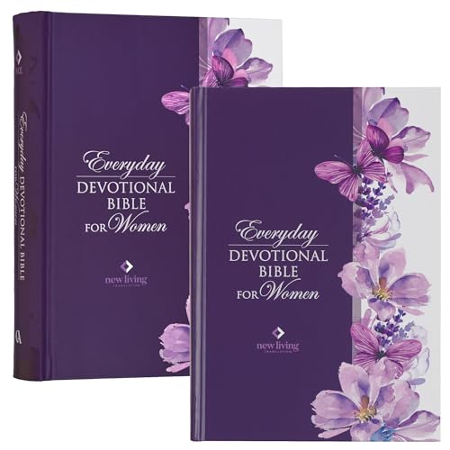 NLT Holy Bible Everyday Devotional Bible for Women New Living Translation, Purple Floral Printed - Hardcover