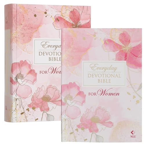 NLT Holy Bible Everyday Devotional Bible for Women New Living Translation, Pink Printed Floral - Hardcover
