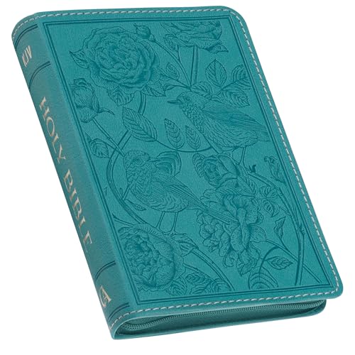 KJV Bible Compact Bible Faux Leather Teal W/Zipper - Leather