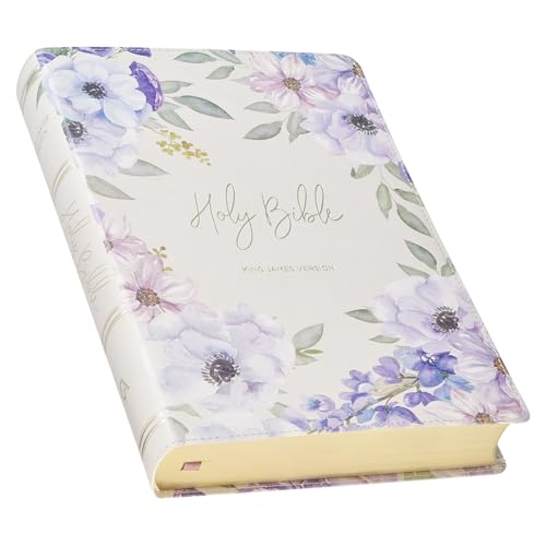 KJV Bible Giant Print Full-Size Faux Leather Floral - Leather