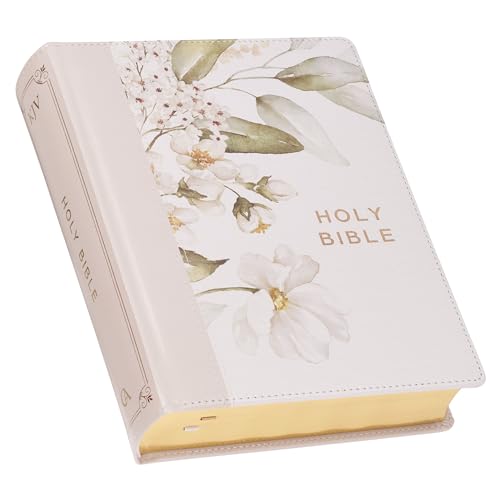 KJV Note-Taking Bible Faux Leather Hc Gray Floral Printed - Leather