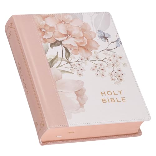 KJV Note-Taking Bible Faux Leather Hc Pink Floral Printed - Leather