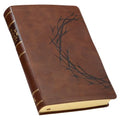 KJV Bible Giant Print Full Size Faux Leather Crown of Thorns/Amazing Grace, Brown - Leather