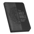 KJV Bible Pocket W/Zip Faux Leather, Black/Gray - Leather