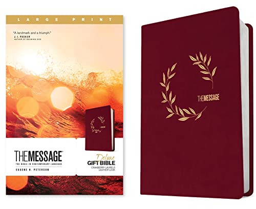 The Message Deluxe Gift Bible, Large Print (Leather-Look, Cranberry Laurels): The Bible in Contemporary Language - Imitation Leather