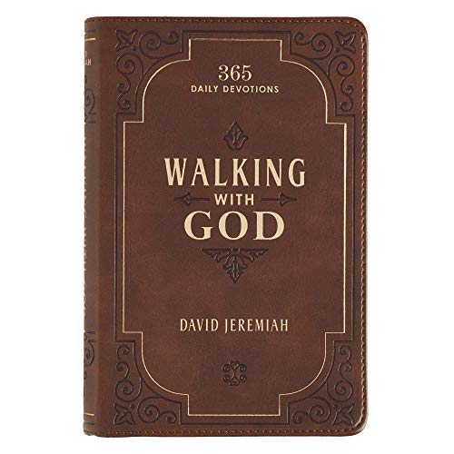 Walking with God Devotional - Brown Faux Leather Daily Devotional for Men & Women 365 Daily Devotions - Leather