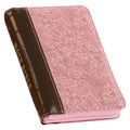 KJV Holy Bible, Mini Pocket Size, Faux Leather Red Letter Edition - Ribbon Marker, King James Version, Pink/Saddle Tan, Zipper Closure - Leather