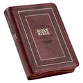 KJV Holy Bible, Compact Large Print Faux Leather Red Letter Edition - Ribbon Marker, King James Version, Burgundy, Zipper Closure - Leather