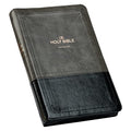 KJV Holy Bible Standard Size Faux Leather Red Letter Edition Thumb Index & Ribbon Marker, King James Version, Gray/Black, Zipper Closure - Leather