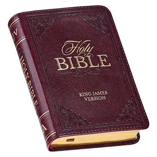 KJV Holy Bible, Mini Pocket Size, Faux Leather Red Letter Edition - Ribbon Marker, King James Version, Burgundy - Leather