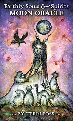 Earthly Souls & Spirits Moon Oracle: 55 Witchy Cards, Serene Lunar Artwork by Terri Foss, 132-Page Illustrated Guidebook, Cats, Owls and Ravens, Manif - Other