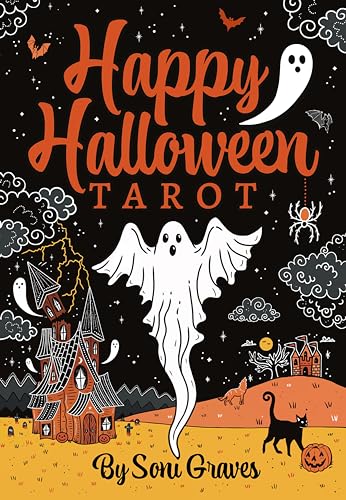 Happy Halloween Tarot: 78 Spooky Tarot Cards with Gray Edges, Playful Iconic Halloween Imagery, Whimsical Witches, Skeletons & Pumpkins, 128-Page Illu - Other