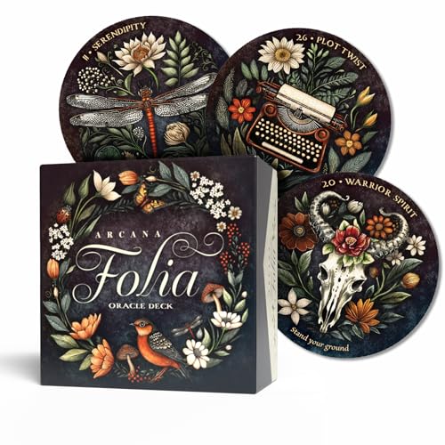 Arcana Folia Oracle Deck: 50-Card Round Deck, Nature-Inspired Artwork, Channel Plant Energy, Divination and Inspiration, Includes 72-Page Illustrated - Other