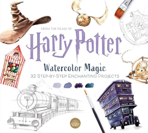 Harry Potter Watercolor Magic: 32 Step-By-Step Enchanting Projects (Harry Potter Crafts, Gifts for Harry Potter Fans) - Paperback
