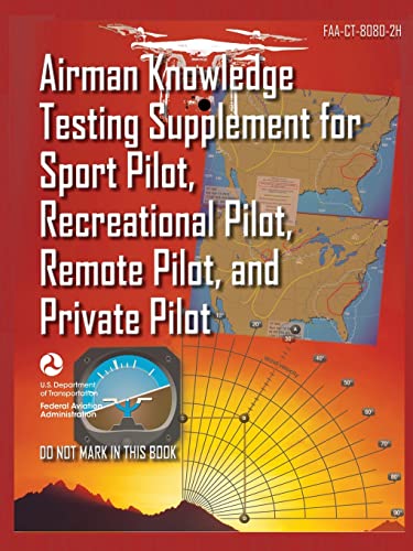 Airman Knowledge Testing Supplement for Sport Pilot, Recreational Pilot, Remote (Drone) Pilot, and Private Pilot FAA-CT-8080-2H: Flight Training Study - Paperback