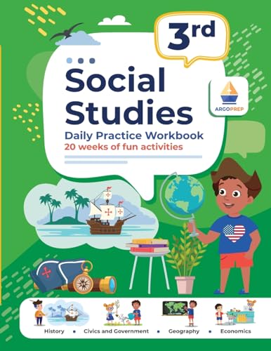 3rd Grade Social Studies: Daily Practice Workbook 20 Weeks of Fun Activities History Civic and Government Geography Economics + Video Explanations Eac - Paperback