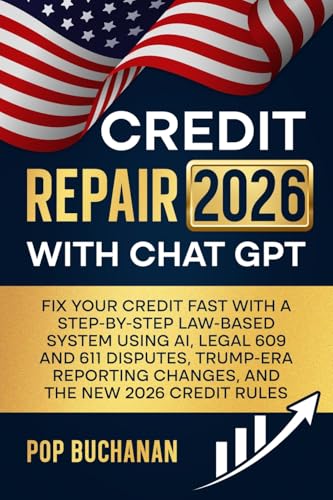 Credit Repair 2026 with ChatGPT: Fix Your Credit Fast with a Step-by-Step Law-Based System Using AI, Legal 609 and 611 Disputes, Trump-Era Reporting C - Paperback
