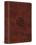 ESV Large Print Compact Bible, Red Letter (Trutone, Brown, Mosaic Cross Design) - Imitation Leather