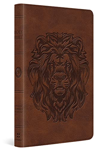 ESV Thinline Bible, Red Letter (Trutone, Brown, Royal Lion Design) - Imitation Leather