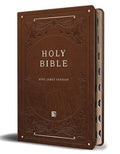 KJV Holy Bible, Giant Print Thinline Large Format, Brown Premium Imitation Leather with Ribbon Marker, Red Letter, and Thumb Index - Bonded Leather