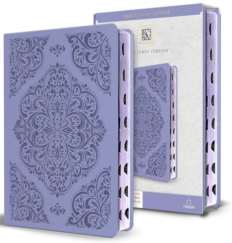 KJV Holy Bible, Large Print Medium Format, Lavender Faux Leather W/Thumb Index and Ribbon Marker, Red Letter - Bonded Leather