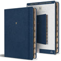 KJV Holy Bible, Large Print Handy Size Format, Blue Premium Imitation Leather with Ribbon Marker, Red Letter, Thumb Index - Paperback