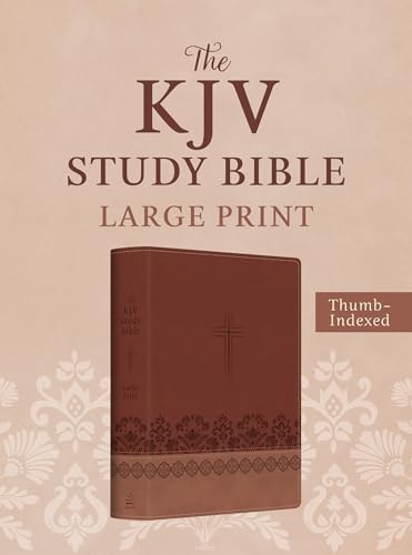 The KJV Study Bible, Large Print (Indexed) [Rose & Chestnut Cross] - Imitation Leather